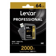 Lexar Professional 64GB 2000x SDXC UHS-II 300MB/s C10 V90 U3