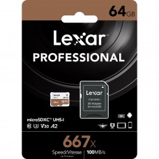 Lexar High-Performance 64GB 667x microSDXC UHS-IC10 A1 V30 U3