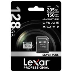 Lexar Silver Plus 128GB microSDXC 205MB/s 4K V30 UHS-I A2 (LMSSIPL128G-BNANG)