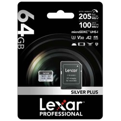 Lexar Silver Plus 64GB microSDXC 205MB/s 4K V30 UHS-I A2 (LMSSIPL064G-BNANG)