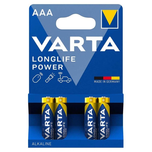 Varta Longlife Power AAA Alkaline Battery - 4 Pack Blister